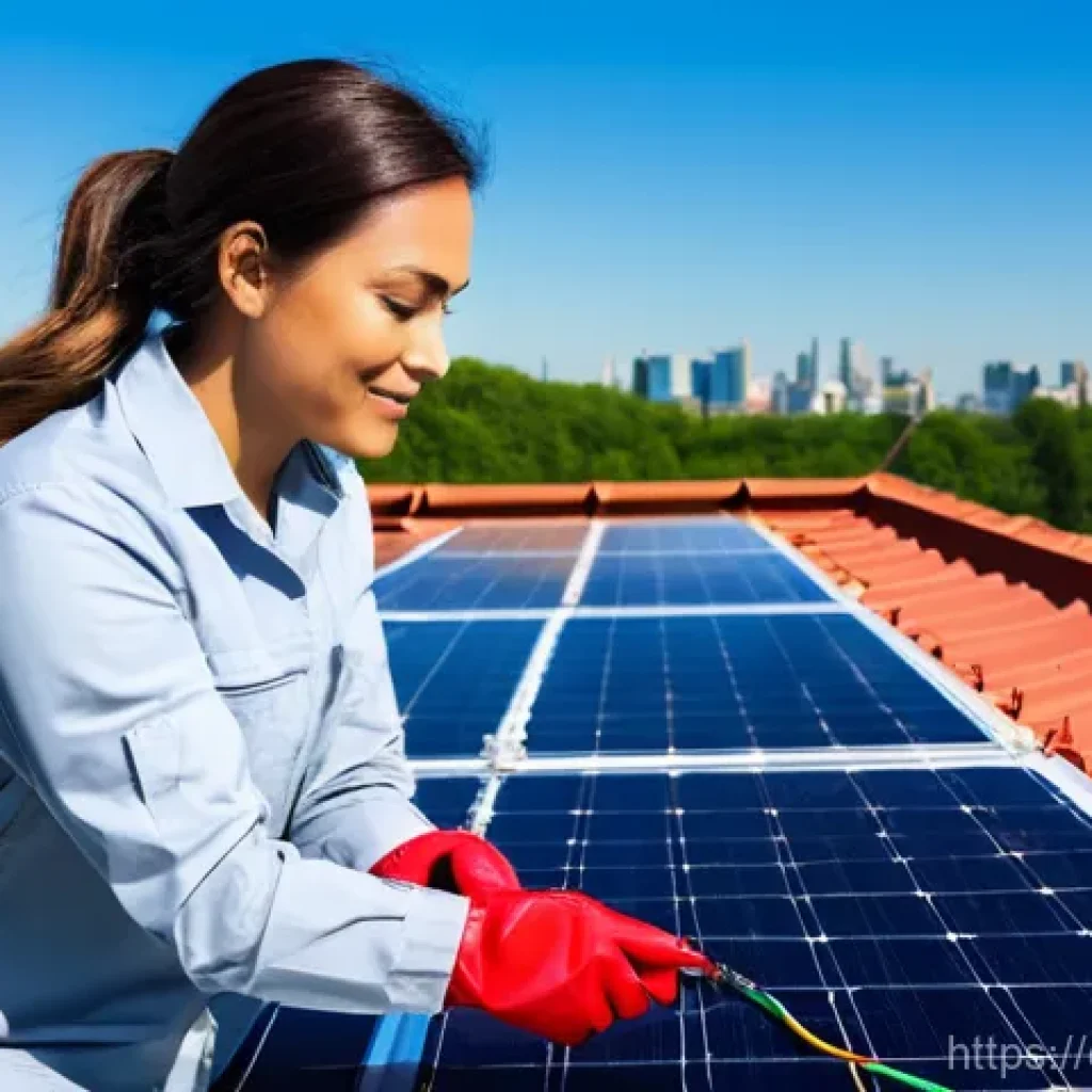 전기분야에서 자격증의 경쟁력 분석 - **Prompt:** A highly skilled, NABCEP-certified female electrician in her early 30s, with a focused e...
