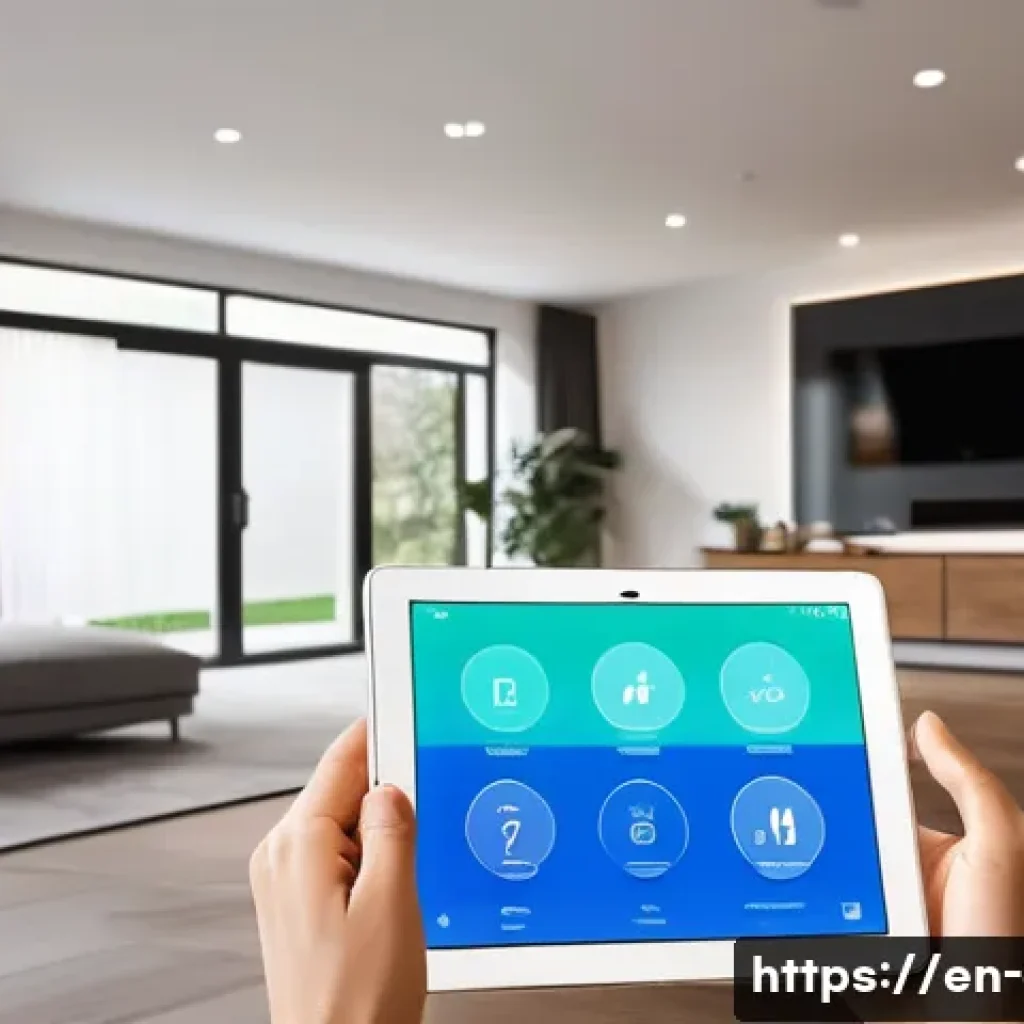 전기기사와 전력 수요 관리 기술 - A modern smart home interior showcasing a diverse family using multiple smart appliances like progra...